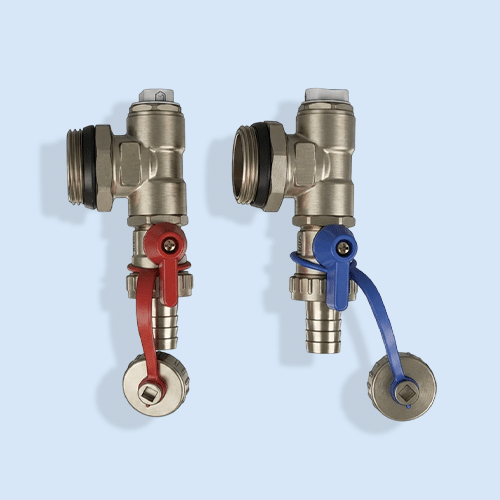 Underfloor Heating 1" Manifold Terminal Ends Male Drain Valves Pair